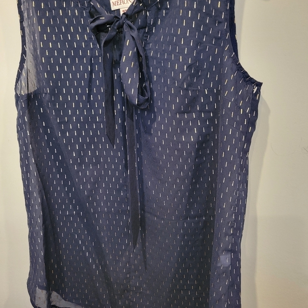 Merona Sleeveless Summer Blouse Top Med Black & Gold